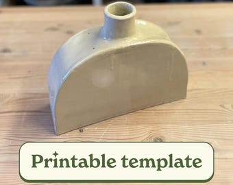 Sjabloon halve cirkel vaas aardewerk, afdrukbare plaatvaas pdf, DIY keramiek interieur, minimalistisch kleipatroon, handgemaakt aardewerk ontwerp