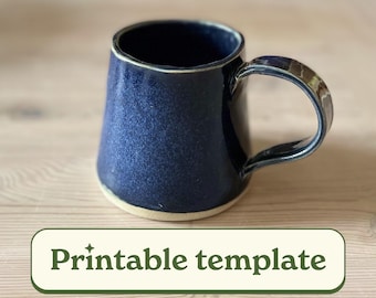 Tapered Mug Template, Printable Pottery Mug Form, Ceramic Cup Template, Clay Mug Pattern, Slab Built Mug Guide, Pottery Handle Template