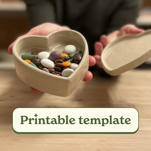 Heart Box Pottery Template, Printable Clay Box Pattern, DIY Ceramic Jewelry Box, Keepsake Box Template, Slab Pottery PDF, Handbuilt Gift