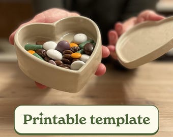 Heart Box Pottery Template, Printable Clay Box Pattern, DIY Ceramic Jewelry Box, Keepsake Box Template, Slab Pottery PDF, Handbuilt Gift