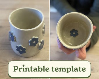 Flower Mug Pottery Template, Clay Mug Template, Slab Building Templates, Pottery Templates Printable, Ceramic Slab Template
