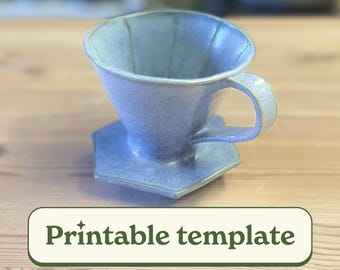 Hexagon Coffee Dripper Pottery Template PDF, Printable Slab Built Ceramics Pattern for V60 Style Pour Over, Slab Clay Handbuilding Guide