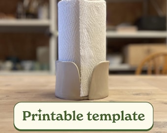 Paper Towel Holder Pottery Template, Handbuilt Clay Kitchen Design, Ceramic Slab Project, DIY Pottery Guide, Printable PDF Download