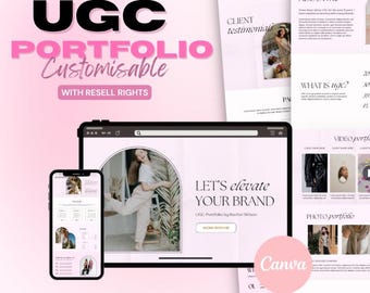 Sjabloon voor UGC-portfolio Canva, portfolio voor creators, kit voor contentmakers, UGC-bestemmingspagina, UGC-website, Instant Download, Digitale download