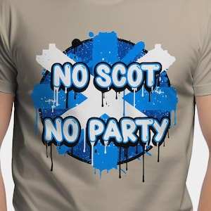 No Scotland No Party Graffiti T-Shirt, Football Fan Tee, Tartan Army Apparel 画像 3