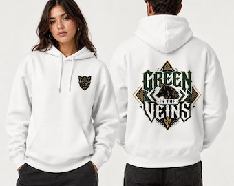 Sweat à capuche Celtic Wolf, vert dans les veines, unisexe, en molleton de coton mélangé