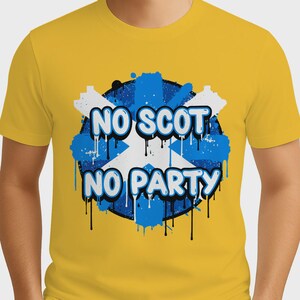 No Scotland No Party Graffiti T-Shirt, Football Fan Tee, Tartan Army Apparel 画像 13