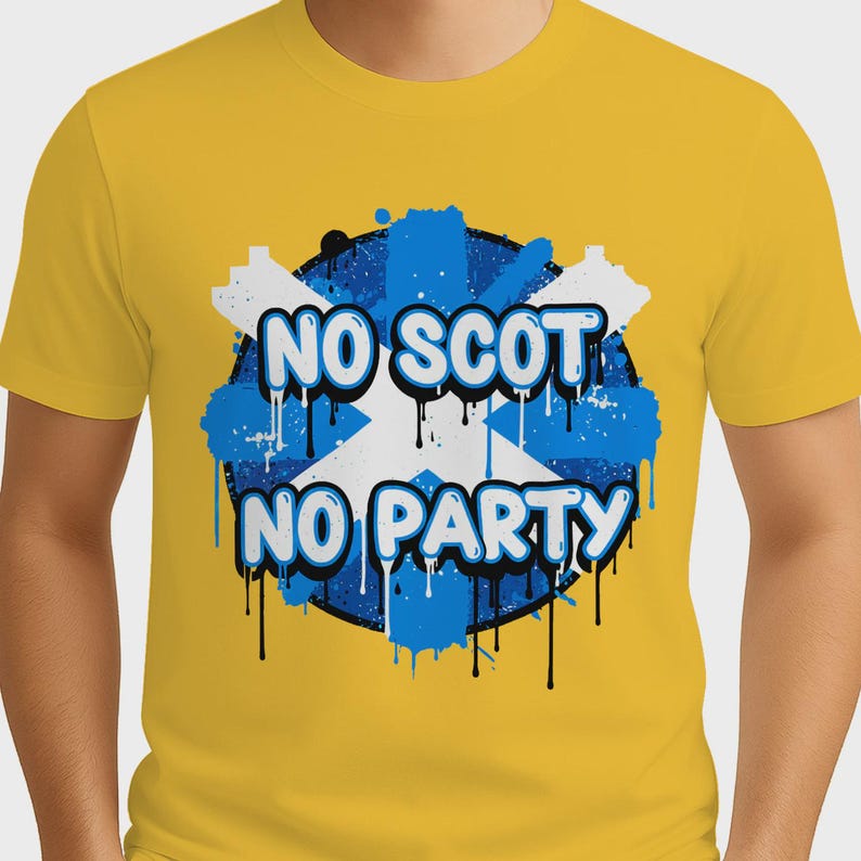 No Scotland No Party Graffiti T-Shirt, Football Fan Tee, Tartan Army Apparel 画像 13