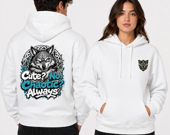 Sweat à capuche loup rigolo, mignon ? Non, unisexe, en molleton de coton mélangé, style meute