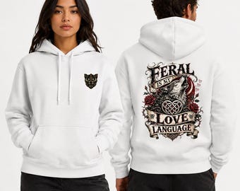 Sweat à capuche loup rigolo, « La nature sauvage est mon langage d'amour », unisexe en polaire mélangée de coton