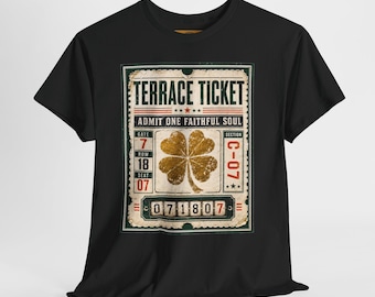 T-shirt à motif trèfle à quatre feuilles Terrace Ticket | Affiche vintage, porte-bonheur