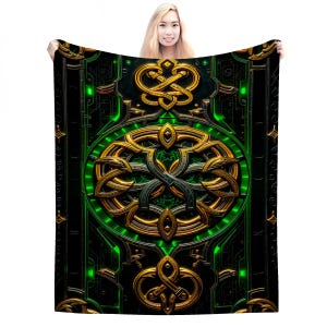 Fleecedeken met Keltische knoop: smaragdgroen Irish Home Decor