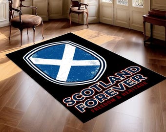 Scotland Forever Saltire Rug, Scottish Pride Home Decor, Polyester Area Accent (152cm x 76cm)
