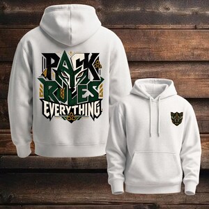 Pack Rules Everything Unisex Hoodie, Green Celtic Wolf Streetwear