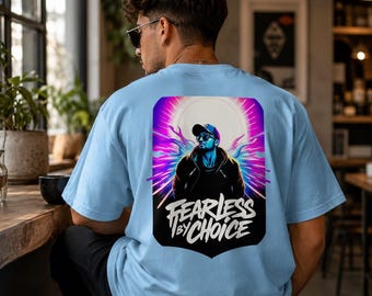 Fearless By Choice Graphic Tee | Neon Portrait Streetwear Top (100% Cotton)