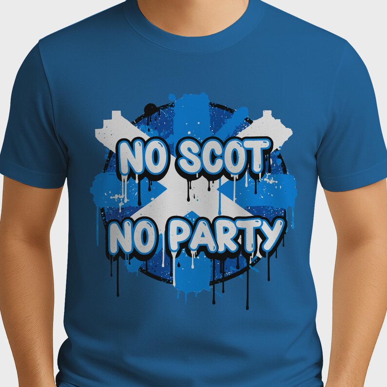No Scotland No Party Graffiti T-Shirt, Football Fan Tee, Tartan Army Apparel 画像 11
