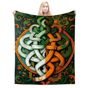 Fleecedeken met Keltische knoop: smaragdgroen Irish Home Decor
