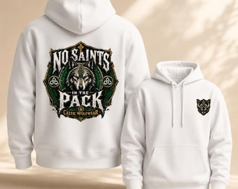 Sweat à capuche Celtic Wolf, sans Saints dans la meute, unisexe, en molleton de coton mélangé