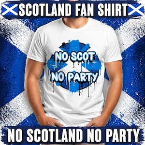 No Scotland No Party Graffiti T-Shirt, Football Fan Tee, Tartan Army Apparel 画像 1