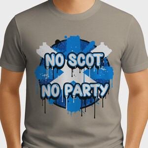 No Scotland No Party Graffiti T-Shirt, Football Fan Tee, Tartan Army Apparel Sand