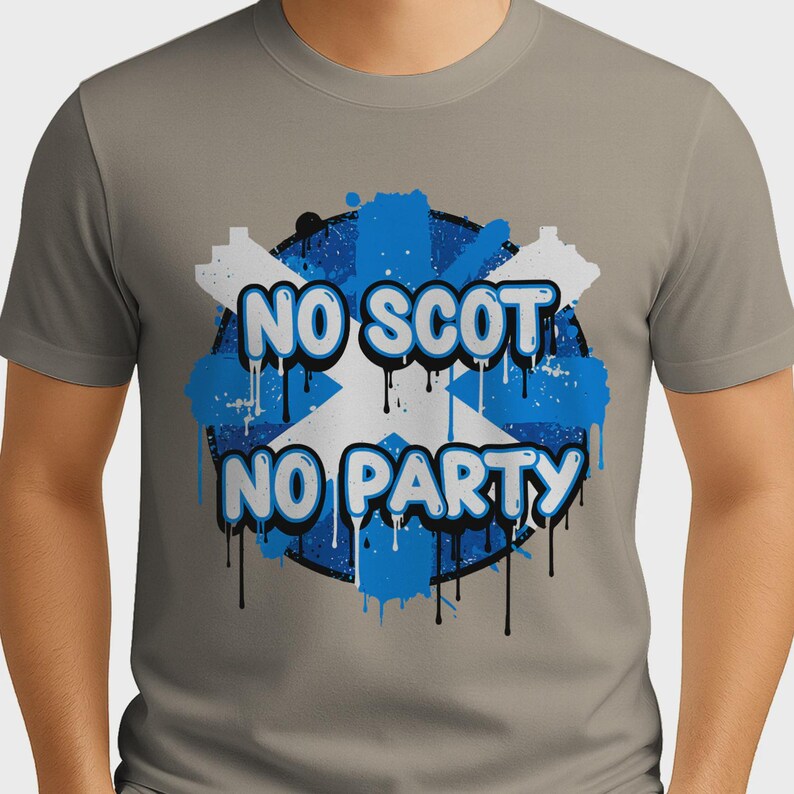 No Scotland No Party Graffiti T-Shirt, Football Fan Tee, Tartan Army Apparel Sand