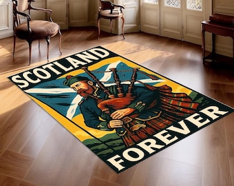 Scottish Bagpipes Rug, Piper Highland Home Decor, Scotland Forever Polyester Accent (36" x 60")