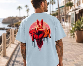 T-shirt graphique symbole de liberté et de paix | Chemise streetwear synthwave oversize | T-shirt rétro vaporwave | Vêtements urbains branchés Y2K