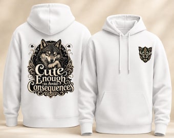 Sweat à capuche loup rigolo, assez mignon pour éviter les conséquences, unisexe en polaire mélangée coton