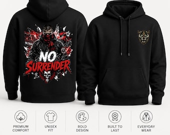 Sweat à capuche pour supporter de football, « No Surrender Matchday », unisexe, en molleton de coton mélangé