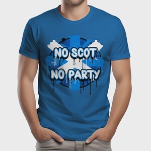 No Scotland No Party Graffiti T-Shirt, Football Fan Tee, Tartan Army Apparel Royal