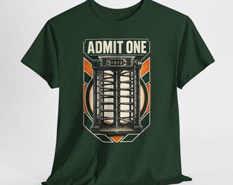 T-shirt « Admit One » avec tourniquet | Illustration rétro de portillon
