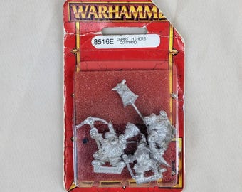Dwarf Miner Command Blister Warhammer Fantasy Old World Elves Elven Miniature w/ Original Box Mordheim Age of Sigmar Board Game Army