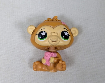 Authentic LPS Monkey Rare Littlest Pet Shop McDonalds Toys Brown Animal Clubhouse Doll House Collectors Action Figures Made by Hasbro