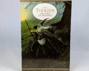 Lord of the Rings Trilogy Vintage 1990s Paperback Book JRR Tolkien Fantasy Fellowship Two Tower Return of the King Harper Collins Collection