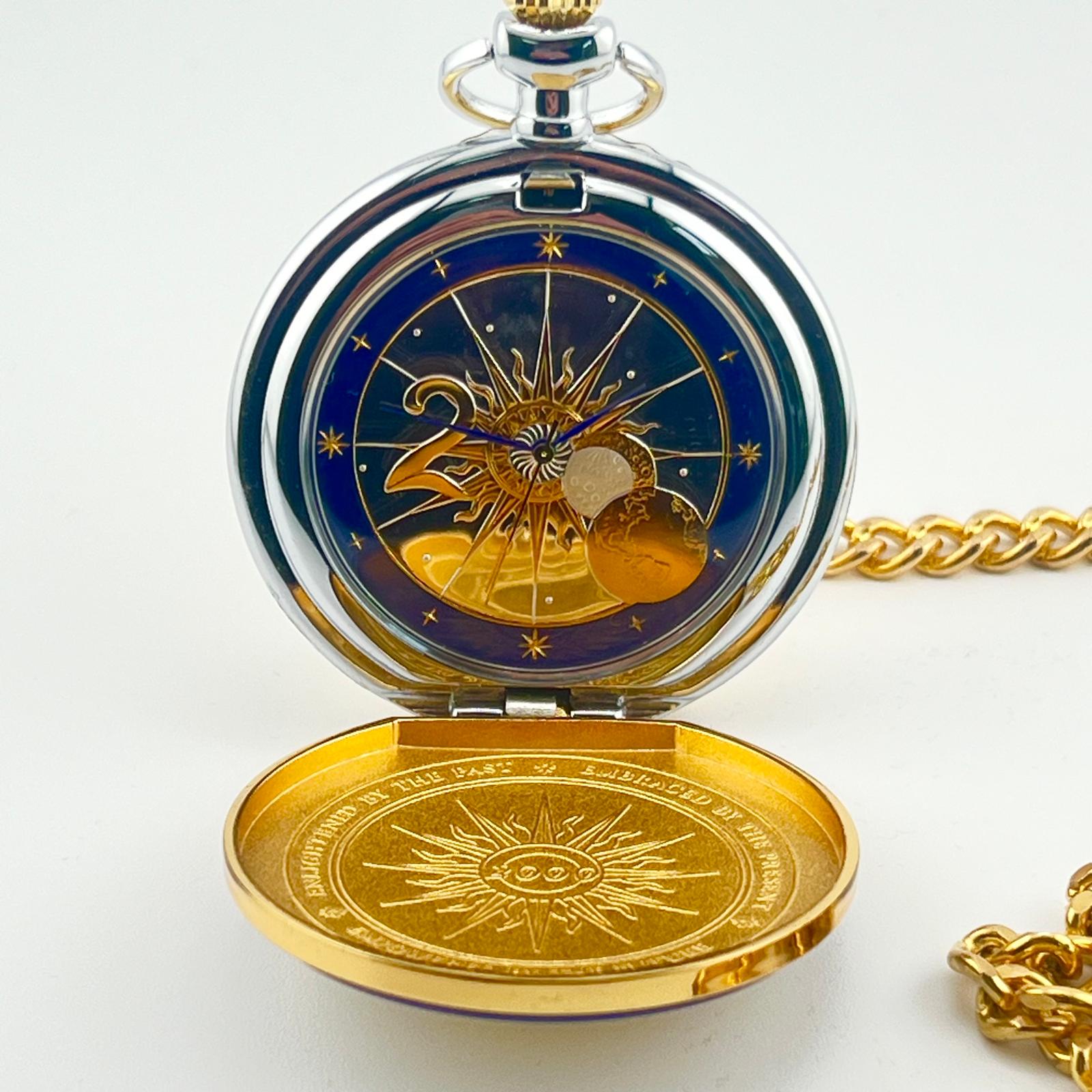 Collectable Franklin Mint 2000 Celestial Pocket Watch – Sun, Moon