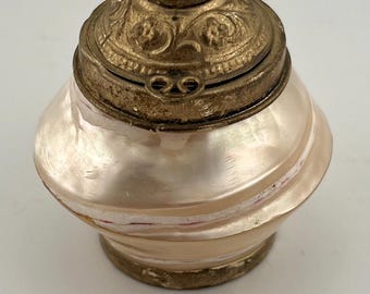 Mother of Pearl Trinket Box – Vintage Lidded Keepsake Box with Brass Mounts