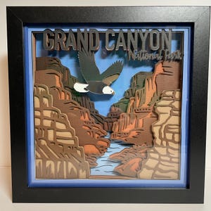 National Parks 3D Shadowbox Frame Art - Grand Canyon and Great Smoky Mountains
