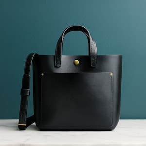 Full Grain Leather Tote Bag, Everyday Carryall with Crossbody Strap
