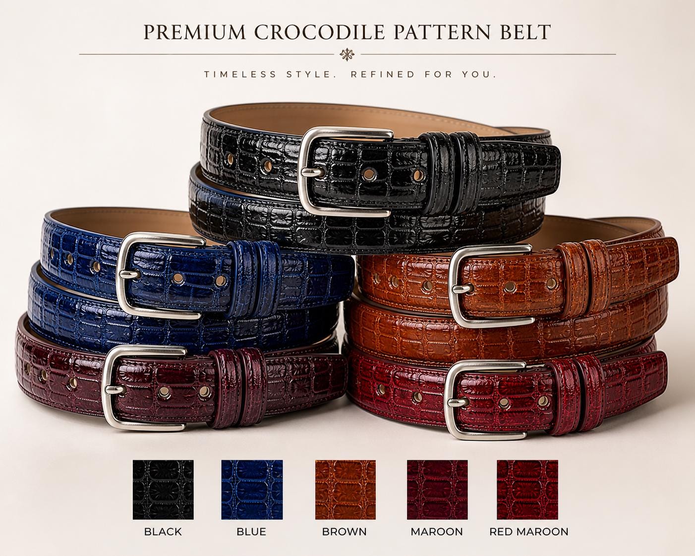 Vintage Crumrine El Arturo Initial L Buckle Lizard Leather Belt Women\'s Sz 32 Tobar Leather Belt in White Lizard Embossed | L main image 3