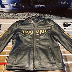 Triumph Motorcycle Leather Jacket Classic Racing Style Biker Jacket Genuine Cowhide Leather Retro Cafe Racer Riding Gear Triumph Jacket Gift