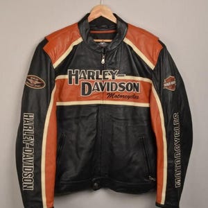 Blouson en cuir de motard classique Cruiser pour homme Harley Davidson en cuir de vachette véritable Blouson de course moto meilleur cadeau pour motard