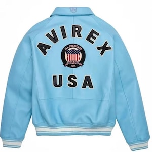AVIREX USA Icon Edition Jacket Genuine cowhide Leather AVIREX Military Bomber Leather Jacket Classic Varsity Streetwear Jacket Best Gift