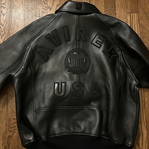 Avirex USA ICON Black Jacket Genuine cowhide Leather Avirex Bomber jacket Biker Unisex Leather Jacket Best Gift For Him / Her