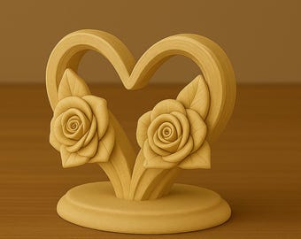 Rose Heart Holder – Romantic Rose-Shaped Heart Stand | STL 3D Model for Printing