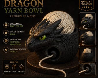 Dragon Yarn Bowl & Planter Pot: 3D Print STL + 3MF File