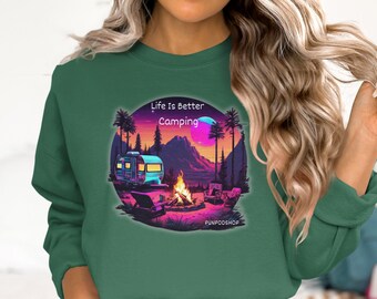 Life Is Better Camping T Shirt, Retro Camper Graphic Tee, Vintage Camping Shirt, Outdoor Adventure Tshirt, Funny Camping Gift