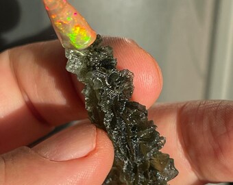 Awesome opal x moldavite talisman.