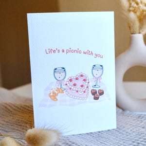 Cartes de voeux romantiques avec jeu de mots – Doux pique-nique « La vie est un pique-nique avec vous » – Parfaites pour des mots d'amour, des anniversaires ou un cadeau de la Saint-Valentin