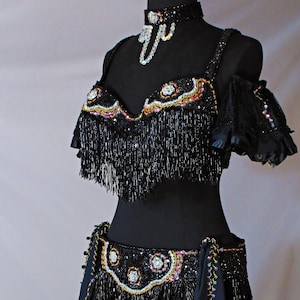 Belly Dance Costume, Black Bedlah, Belly Dance Skirt, Belly Dance Bra, Belly Dance Outfit, Hip Belt, Ren Faire Outfit, Renaissance Clothing
