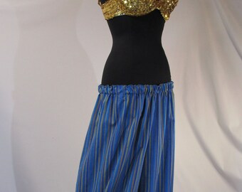 Blue Striped Harem Pants, Blue Pantaloons, Belly Dancer Pants, Renaissance Festival Costume, Ren Faire Belly Dance Costume, Turkish Costume